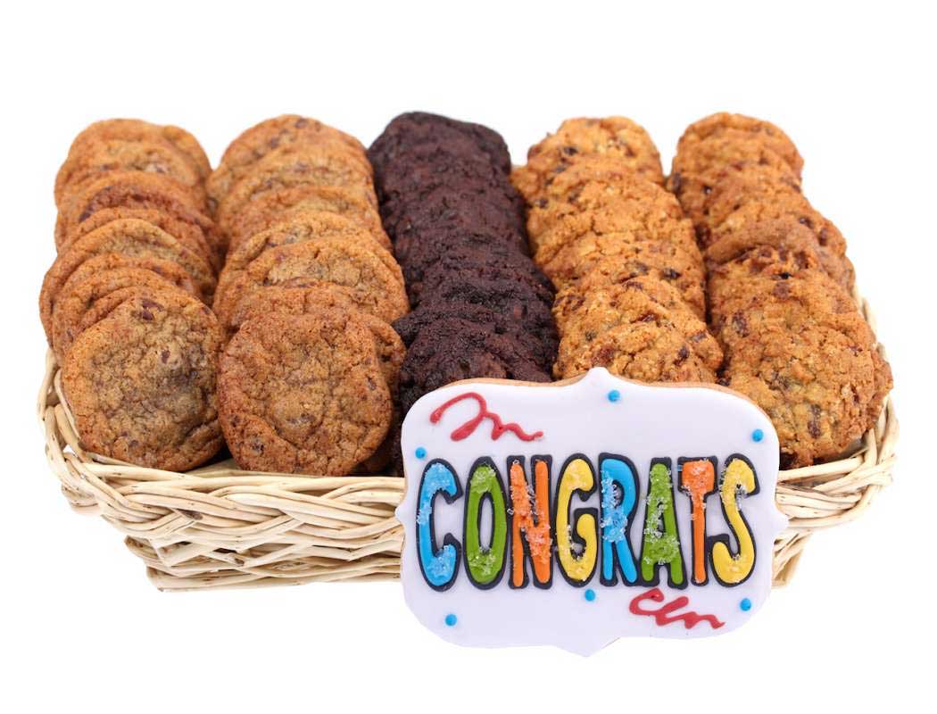 Congrats gift basket of mini cookies